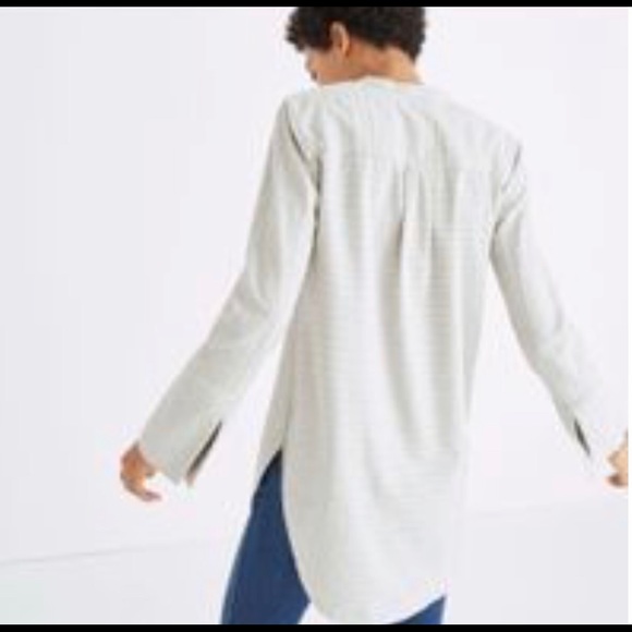 MADEWELL Gray Texture Striped Split Cuff Shirt Sm - Picture 8 of 8